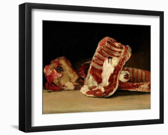 Still Life of Sheep's Ribs and Head - the Butcher's Conter-Francisco de Goya-Framed Giclee Print