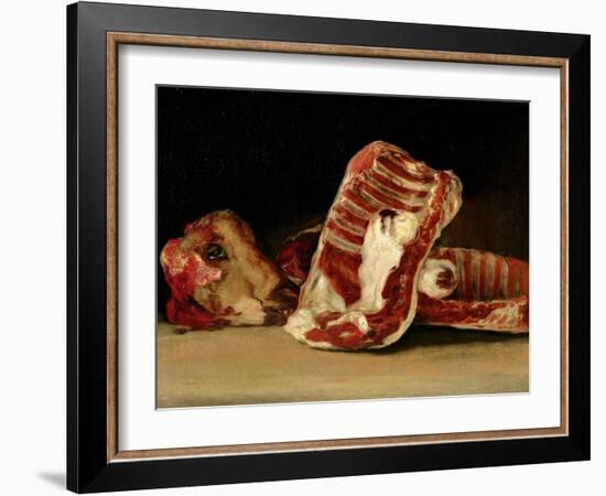 Still Life of Sheep's Ribs and Head - the Butcher's Conter-Francisco de Goya-Framed Giclee Print