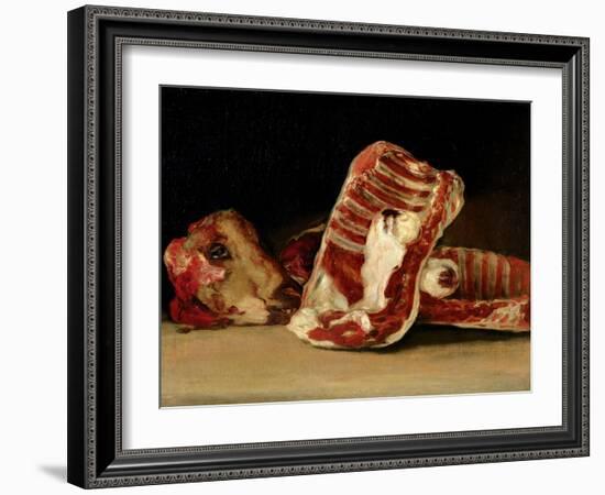 Still Life of Sheep's Ribs and Head - the Butcher's Conter-Francisco de Goya-Framed Giclee Print