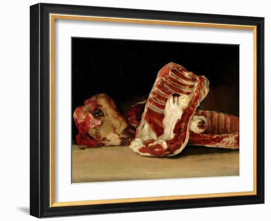 Still Life of Sheep's Ribs and Head - the Butcher's Conter-Francisco de Goya-Framed Giclee Print