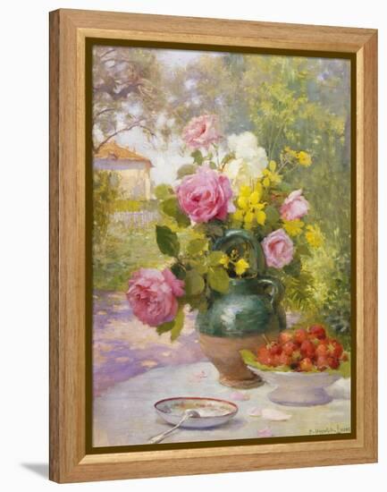 Still Life of Summer Flowers and Fruit-Marie Felix Lucas-Framed Premier Image Canvas