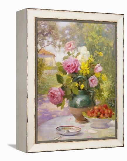 Still Life of Summer Flowers and Fruit-Marie Felix Lucas-Framed Premier Image Canvas