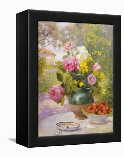 Still Life of Summer Flowers and Fruit-Marie Felix Lucas-Framed Premier Image Canvas
