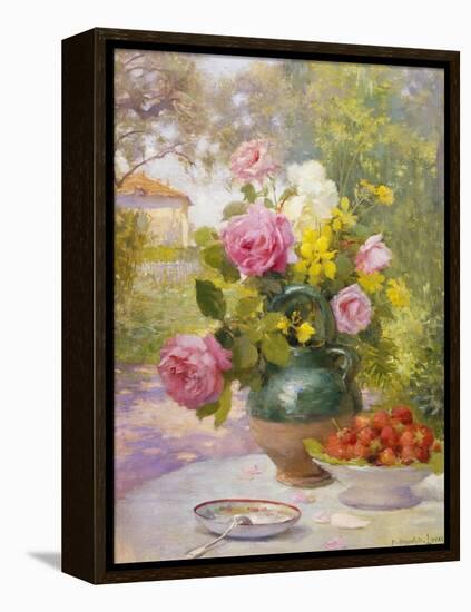 Still Life of Summer Flowers and Fruit-Marie Felix Lucas-Framed Premier Image Canvas