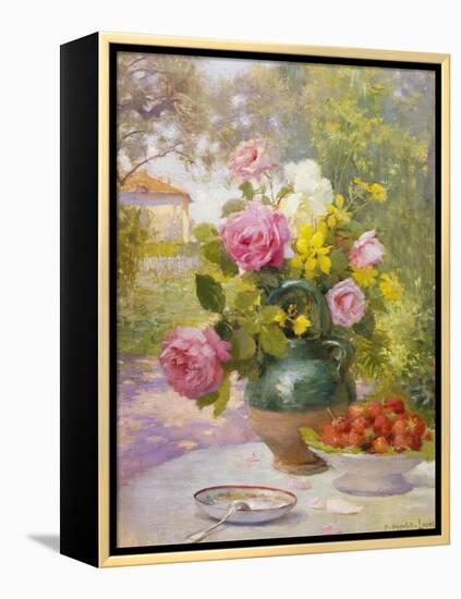 Still Life of Summer Flowers and Fruit-Marie Felix Lucas-Framed Premier Image Canvas