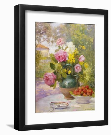 Still Life of Summer Flowers and Fruit-Marie Felix Lucas-Framed Premium Giclee Print