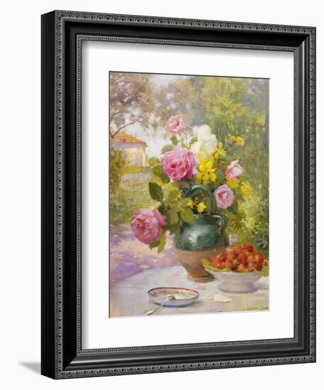 Still Life of Summer Flowers and Fruit-Marie Felix Lucas-Framed Premium Giclee Print