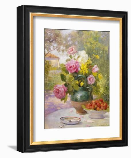 Still Life of Summer Flowers and Fruit-Marie Felix Lucas-Framed Premium Giclee Print