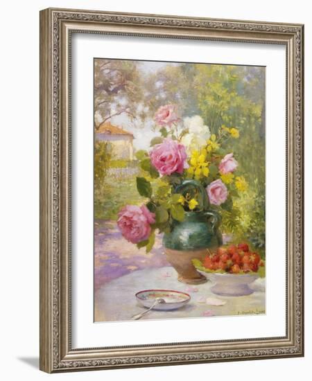 Still Life of Summer Flowers and Fruit-Marie Felix Lucas-Framed Giclee Print