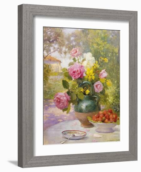 Still Life of Summer Flowers and Fruit-Marie Felix Lucas-Framed Giclee Print