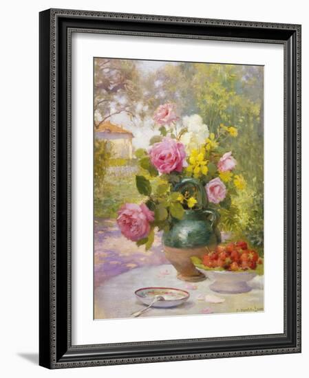 Still Life of Summer Flowers and Fruit-Marie Felix Lucas-Framed Giclee Print