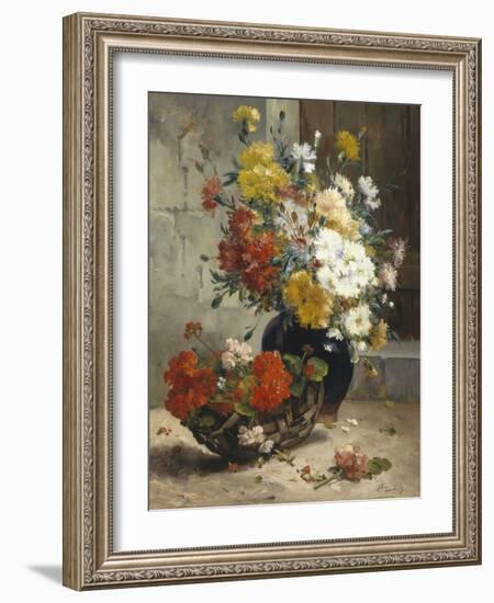 Still Life of Summer Flowers-Eugene Henri Cauchois-Framed Giclee Print