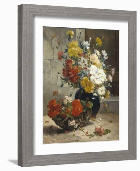 Still Life of Summer Flowers-Eugene Henri Cauchois-Framed Giclee Print