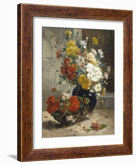 Still Life of Summer Flowers-Eugene Henri Cauchois-Framed Giclee Print