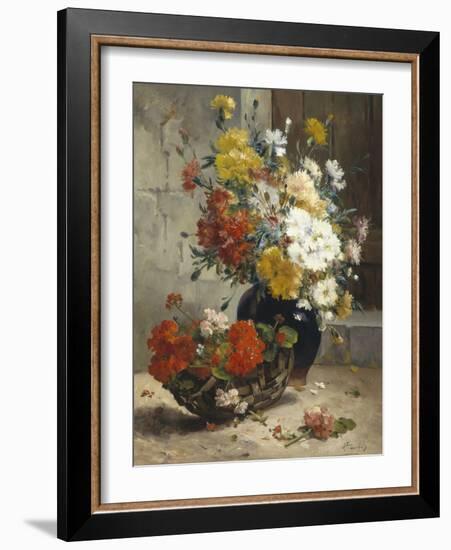 Still Life of Summer Flowers-Eugene Henri Cauchois-Framed Giclee Print