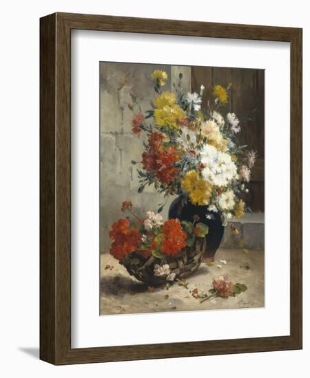 Still Life of Summer Flowers-Eugene Henri Cauchois-Framed Giclee Print