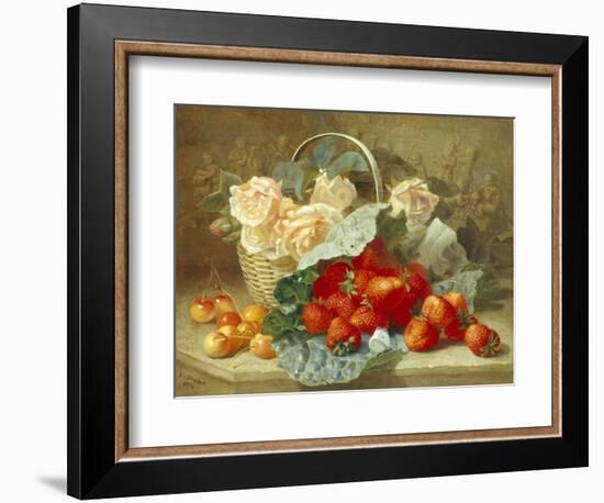 Still Life of Summer Fruit and Peach Roses-Eloise Harriet Stannard-Framed Giclee Print