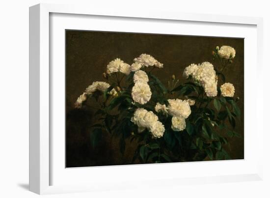 Still Life of White Roses, 1870 (Oil on Canvas)-Ignace Henri Jean Fantin-Latour-Framed Giclee Print