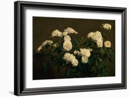 Still Life of White Roses, 1870 (Oil on Canvas)-Ignace Henri Jean Fantin-Latour-Framed Giclee Print