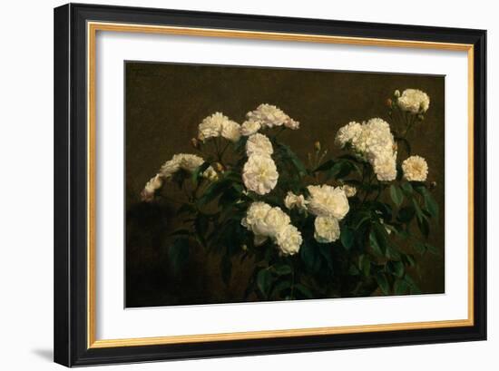 Still Life of White Roses, 1870 (Oil on Canvas)-Ignace Henri Jean Fantin-Latour-Framed Giclee Print