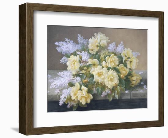 Still Life of Yellow Roses with Lilac-Raoul Victor Maurice Maucherat de Longpre-Framed Giclee Print