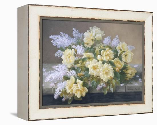 Still Life of Yellow Roses with Lilac-Raoul Victor Maurice Maucherat de Longpre-Framed Premier Image Canvas