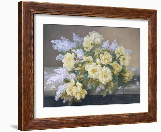 Still Life of Yellow Roses with Lilac-Raoul Victor Maurice Maucherat de Longpre-Framed Giclee Print