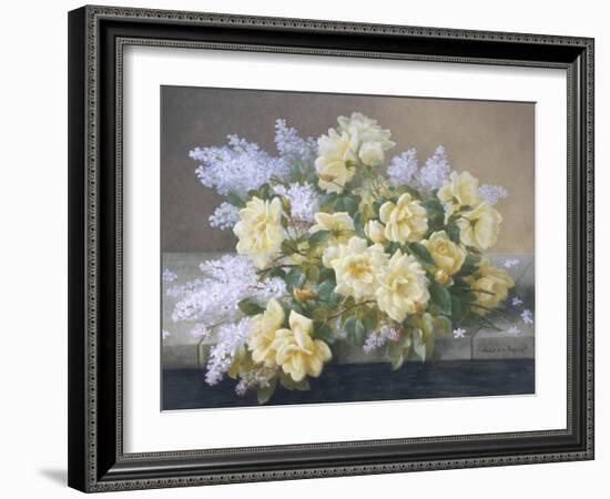 Still Life of Yellow Roses with Lilac-Raoul Victor Maurice Maucherat de Longpre-Framed Giclee Print