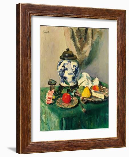 Still Life (Oil on Canvas)-George Leslie Hunter-Framed Giclee Print