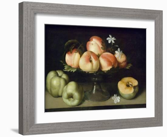 Still Life Peaches Apples and Flowers-Fede Gallzia-Framed Art Print