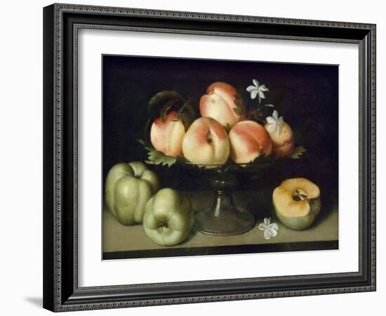 Still Life Peaches Apples and Flowers-Fede Gallzia-Framed Art Print