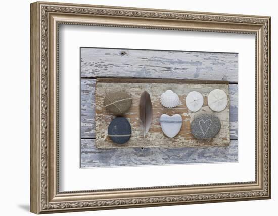 Still Life, Pebble Stones, Heart, Seashell, Feather-Andrea Haase-Framed Photographic Print