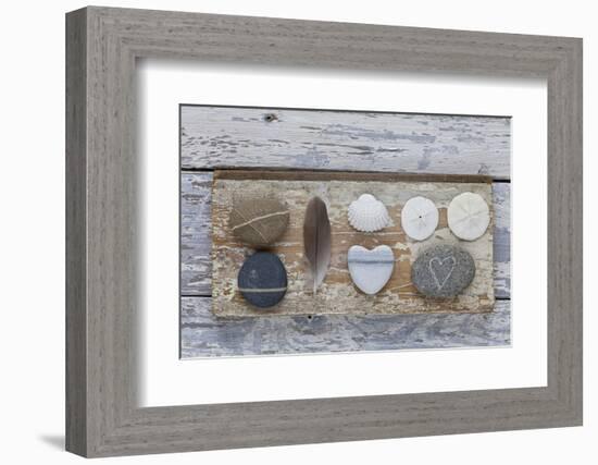 Still Life, Pebble Stones, Heart, Seashell, Feather-Andrea Haase-Framed Photographic Print