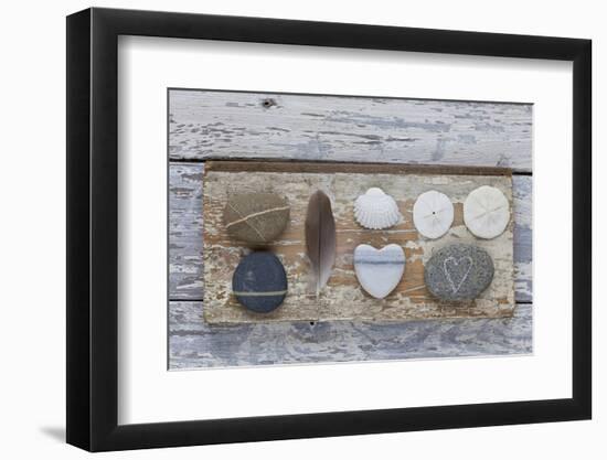 Still Life, Pebble Stones, Heart, Seashell, Feather-Andrea Haase-Framed Photographic Print