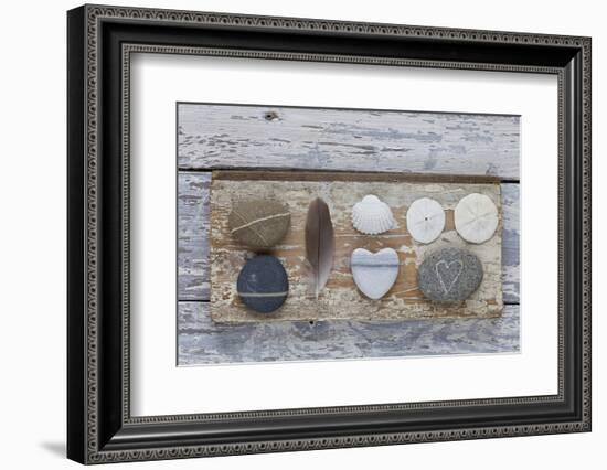 Still Life, Pebble Stones, Heart, Seashell, Feather-Andrea Haase-Framed Photographic Print