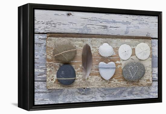 Still Life, Pebble Stones, Heart, Seashell, Feather-Andrea Haase-Framed Premier Image Canvas