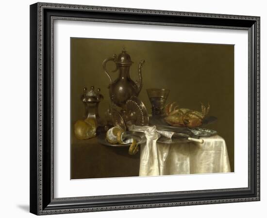 Still Life: Pewter, Silver Vessels and a Crab, Ca 1636-Willem Claesz Heda-Framed Giclee Print