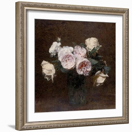 Still Life: Pink, White and Yellow Roses, 1894-Ignace Henri Jean Fantin-Latour-Framed Giclee Print