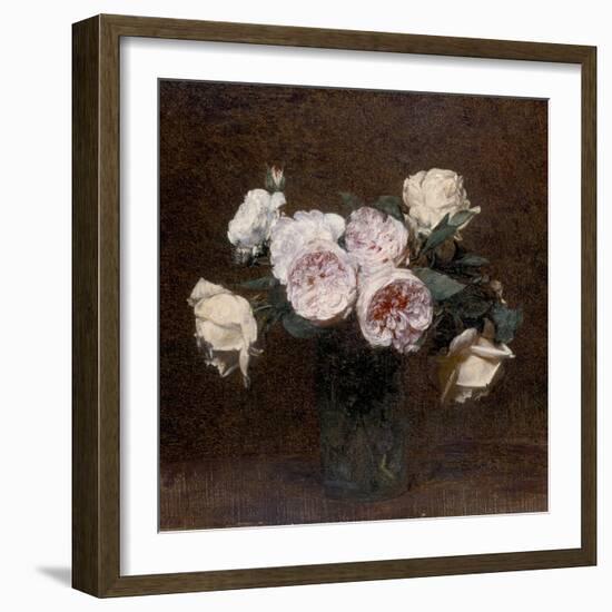 Still Life: Pink, White and Yellow Roses, 1894-Ignace Henri Jean Fantin-Latour-Framed Giclee Print