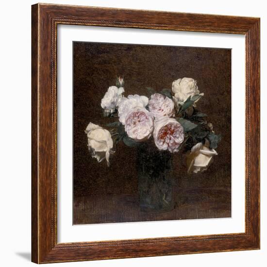 Still Life: Pink, White and Yellow Roses, 1894-Ignace Henri Jean Fantin-Latour-Framed Giclee Print