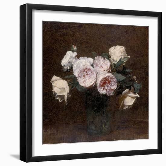 Still Life: Pink, White and Yellow Roses, 1894-Ignace Henri Jean Fantin-Latour-Framed Giclee Print