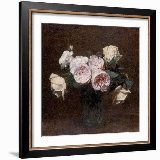 Still Life: Pink, White and Yellow Roses, 1894-Ignace Henri Jean Fantin-Latour-Framed Giclee Print