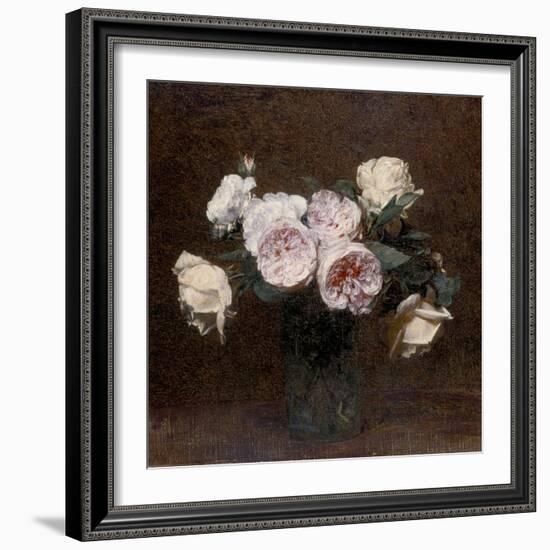 Still Life: Pink, White and Yellow Roses, 1894-Ignace Henri Jean Fantin-Latour-Framed Giclee Print