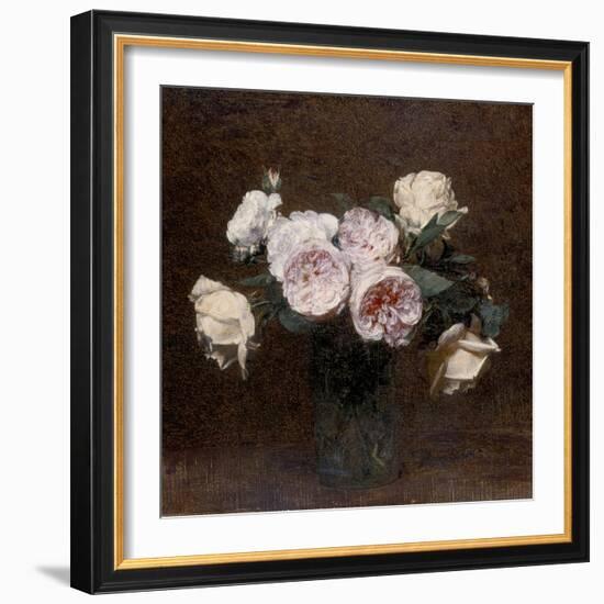 Still Life: Pink, White and Yellow Roses, 1894-Ignace Henri Jean Fantin-Latour-Framed Giclee Print