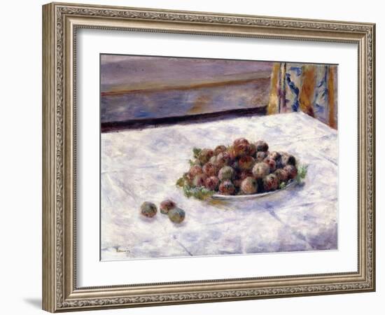 Still Life, Prunes on a Plate (Nature Morte, Le plat de Prunes). Ca. 1884-Pierre-Auguste Renoir-Framed Giclee Print