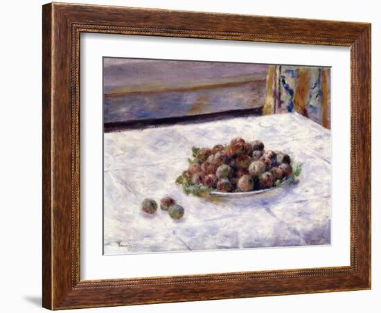 Still Life, Prunes on a Plate (Nature Morte, Le plat de Prunes). Ca. 1884-Pierre-Auguste Renoir-Framed Giclee Print