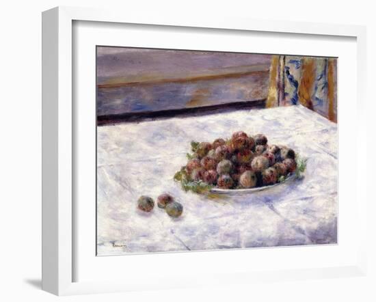 Still Life, Prunes on a Plate (Nature Morte, Le plat de Prunes). Ca. 1884-Pierre-Auguste Renoir-Framed Giclee Print