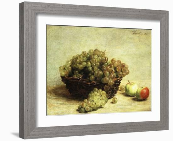 Still-life, Raisins and Apples in a Basket-Henri Fantin-Latour-Framed Giclee Print