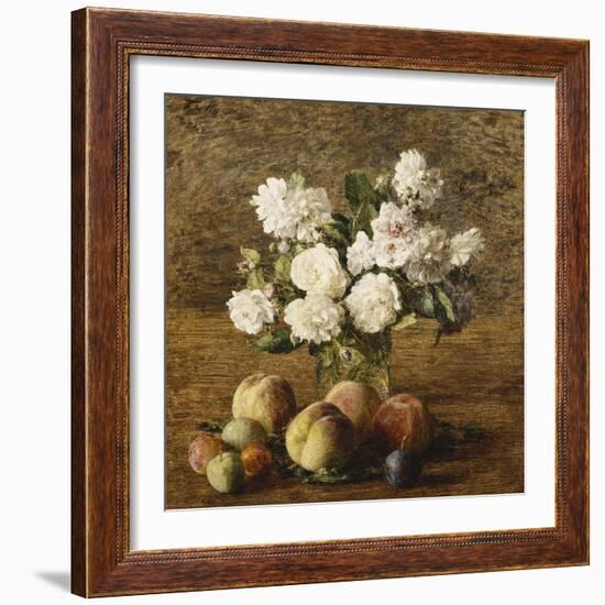 Still Life: Roses and Fruits; Nature Morte: Roses Et Fruits, 1878-Henri Fantin-Latour-Framed Giclee Print