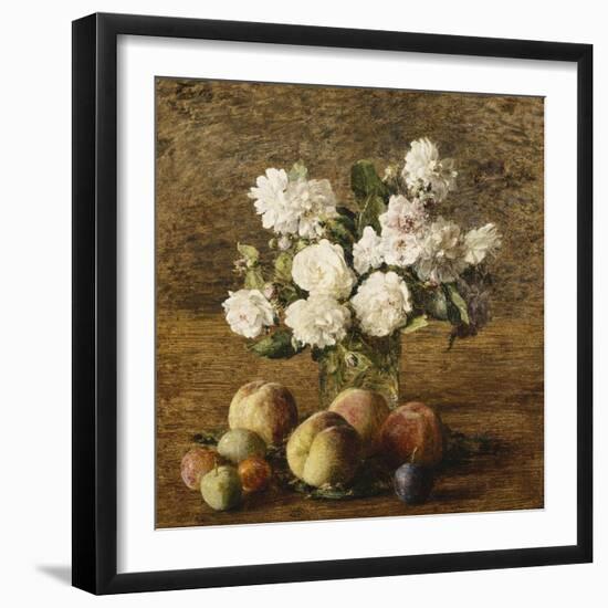 Still Life: Roses and Fruits; Nature Morte: Roses Et Fruits, 1878-Henri Fantin-Latour-Framed Giclee Print